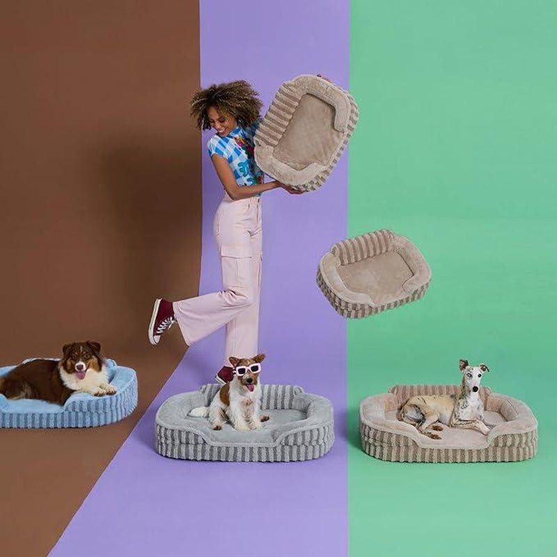 LESURE High Back Sofa, Cute Dog Bed, Orthopedic Waterproof Pet Beds with Sides, Non-Slip Bottom and Egg-Crate Foam Pet Couch Sofa with Washable Removable Cover