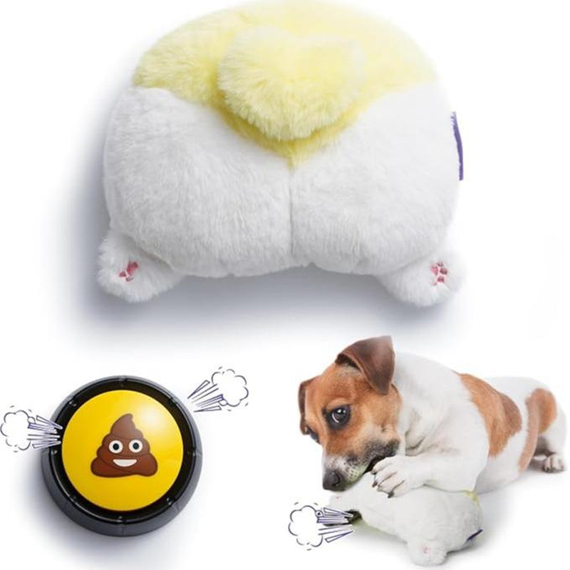 Fuzzwoof Hilarious Farting Fluffy Duck Butt Dog Toy, Emit Funny Farting Sounds When Press, Battery-Powered, Cute Plush Stuffed Dog Toy for All Breeds Sizes, Puppy Toy for Accompany and Anxiety Relief