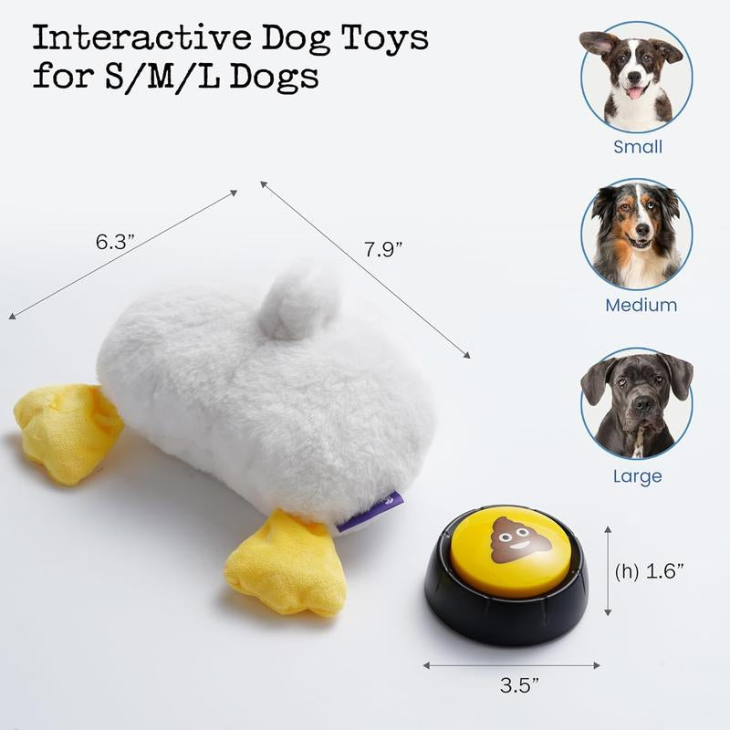 Fuzzwoof Hilarious Farting Fluffy Duck Butt Dog Toy, Emit Funny Farting Sounds When Press, Battery-Powered, Cute Plush Stuffed Dog Toy for All Breeds Sizes, Puppy Toy for Accompany and Anxiety Relief