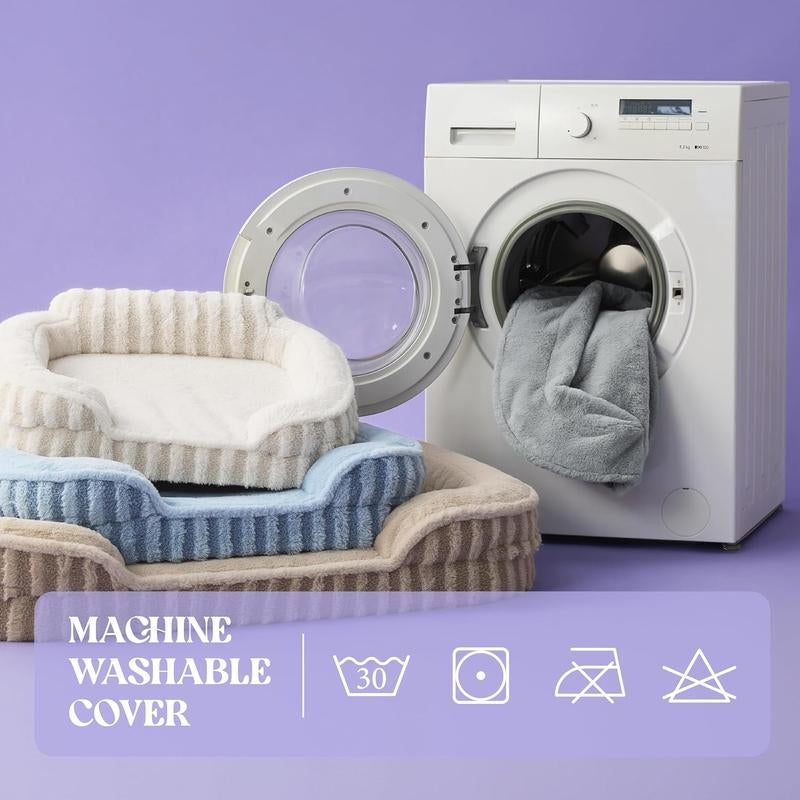 LESURE High Back Sofa, Cute Dog Bed, Orthopedic Waterproof Pet Beds with Sides, Non-Slip Bottom and Egg-Crate Foam Pet Couch Sofa with Washable Removable Cover