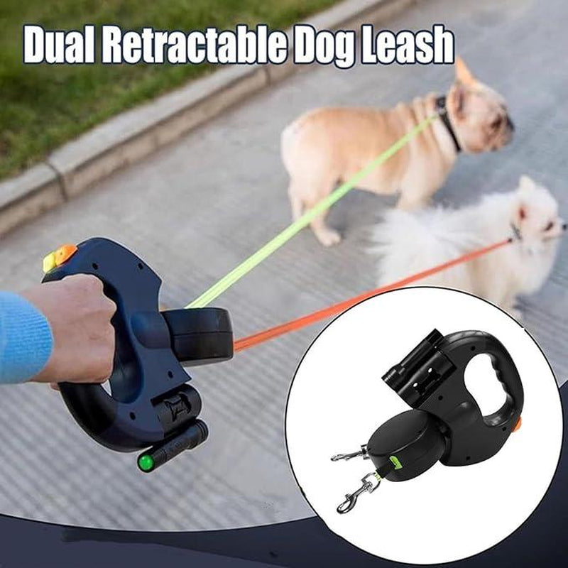 Tangle-Free Dual Dog Leash with 360° Swivel Head – for 2 Small to Medium Dogs (30 Lbs), 10Ft Retractable Leash, Lightweight Anti-Wear Handle, Dogaccessories,Puppy Essentials