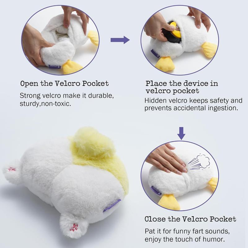 Fuzzwoof Hilarious Farting Fluffy Duck Butt Dog Toy, Emit Funny Farting Sounds When Press, Battery-Powered, Cute Plush Stuffed Dog Toy for All Breeds Sizes, Puppy Toy for Accompany and Anxiety Relief