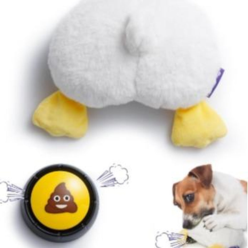 Fuzzwoof Hilarious Farting Fluffy Duck Butt Dog Toy, Emit Funny Farting Sounds When Press, Battery-Powered, Cute Plush Stuffed Dog Toy for All Breeds Sizes, Puppy Toy for Accompany and Anxiety Relief