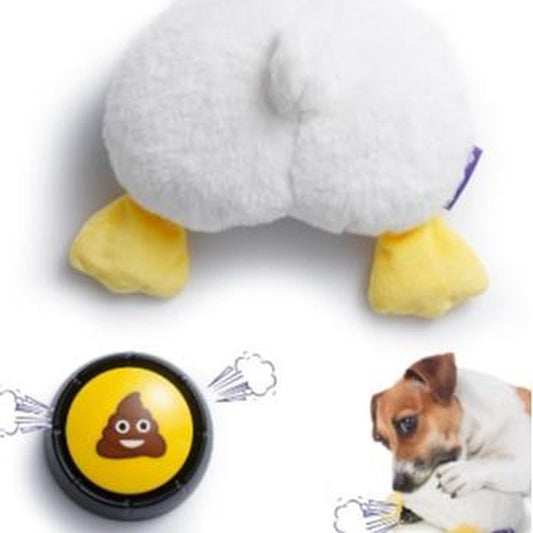 Fuzzwoof Hilarious Farting Fluffy Duck Butt Dog Toy, Emit Funny Farting Sounds When Press, Battery-Powered, Cute Plush Stuffed Dog Toy for All Breeds Sizes, Puppy Toy for Accompany and Anxiety Relief
