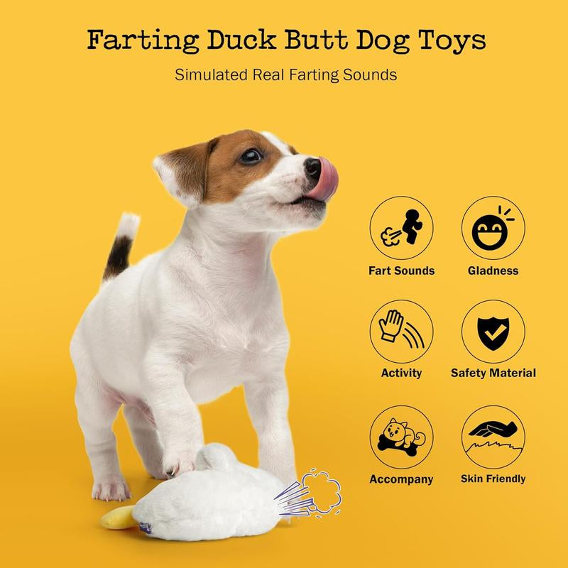 Fuzzwoof Hilarious Farting Fluffy Duck Butt Dog Toy, Emit Funny Farting Sounds When Press, Battery-Powered, Cute Plush Stuffed Dog Toy for All Breeds Sizes, Puppy Toy for Accompany and Anxiety Relief