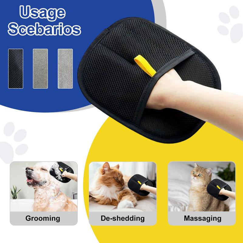 Reusable Electrostatic Pet Hair Removal Gloves – Double-Sided Grooming Mitt for Cats & Dogs | Gentle Deshedding Glove for Furniture, Clothes, Car, Carpet & Bedding (No Battery Needed)