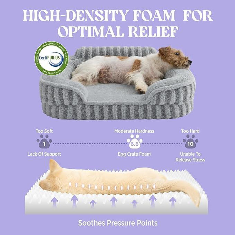 LESURE High Back Sofa, Cute Dog Bed, Orthopedic Waterproof Pet Beds with Sides, Non-Slip Bottom and Egg-Crate Foam Pet Couch Sofa with Washable Removable Cover