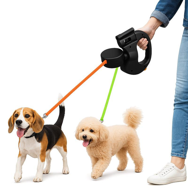 Tangle-Free Dual Dog Leash with 360° Swivel Head – for 2 Small to Medium Dogs (30 Lbs), 10Ft Retractable Leash, Lightweight Anti-Wear Handle, Dogaccessories,Puppy Essentials