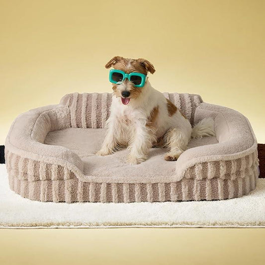 LESURE High Back Sofa, Cute Dog Bed, Orthopedic Waterproof Pet Beds with Sides, Non-Slip Bottom and Egg-Crate Foam Pet Couch Sofa with Washable Removable Cover